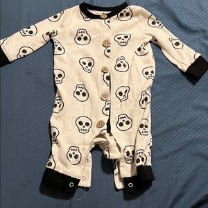 adidas Cream and Black Skull Print Kids One Piece